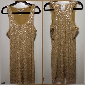 Sequin Sleeveless Gold Dress